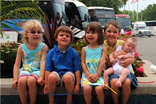 Five kids at Niagara Falls